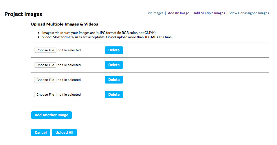 Uploading Multiple Images to a Project